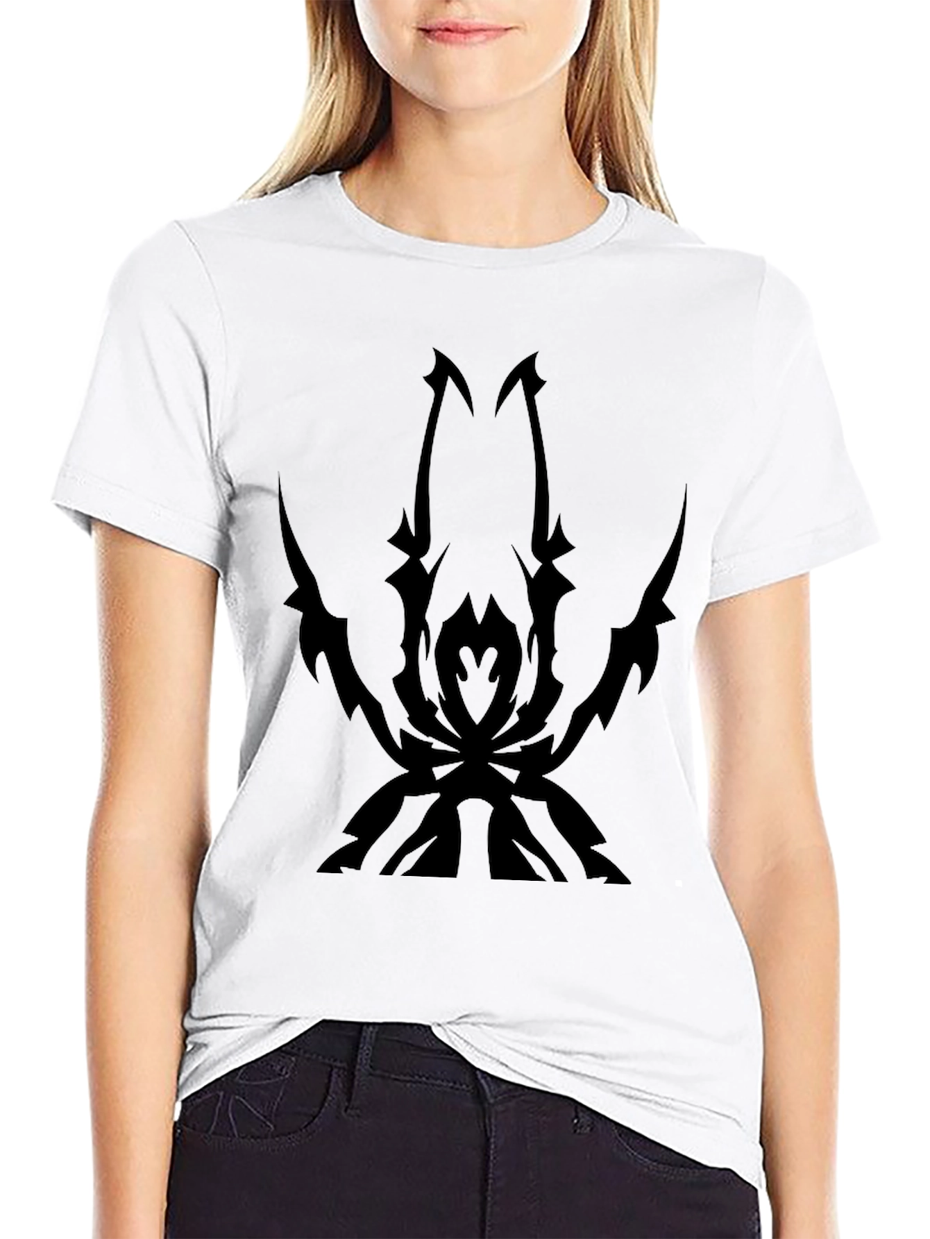 Mens Black T-Shirt with Spider Design