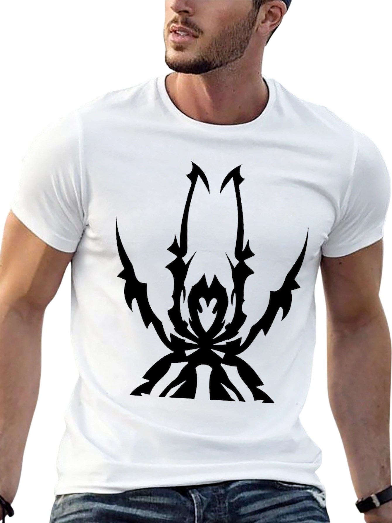 Mens Black T-Shirt with Spider Design