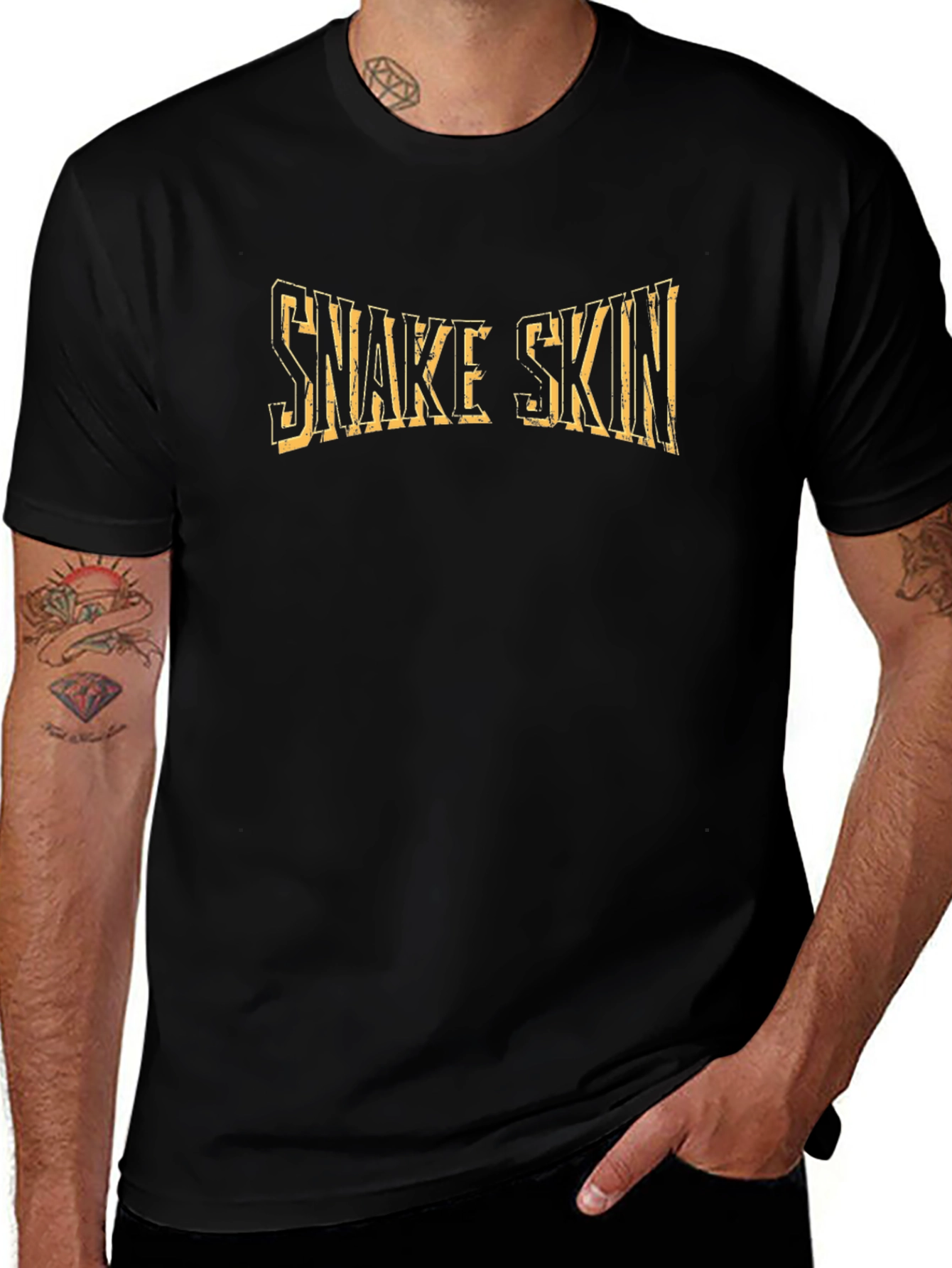 Snake Skin Graphic Print Black T-Shirt