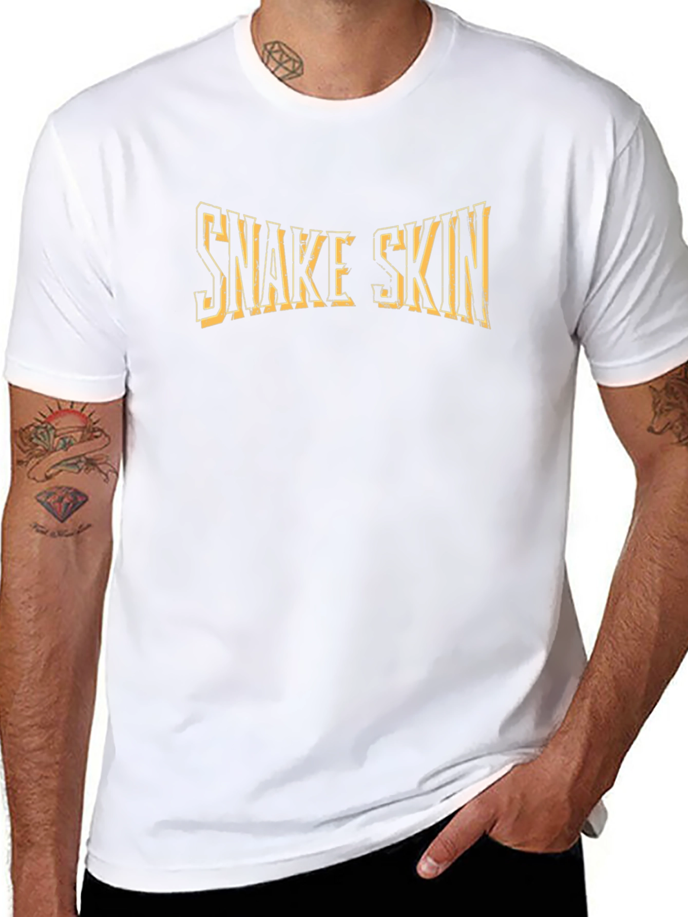 Snake Skin Graphic Print Black T-Shirt