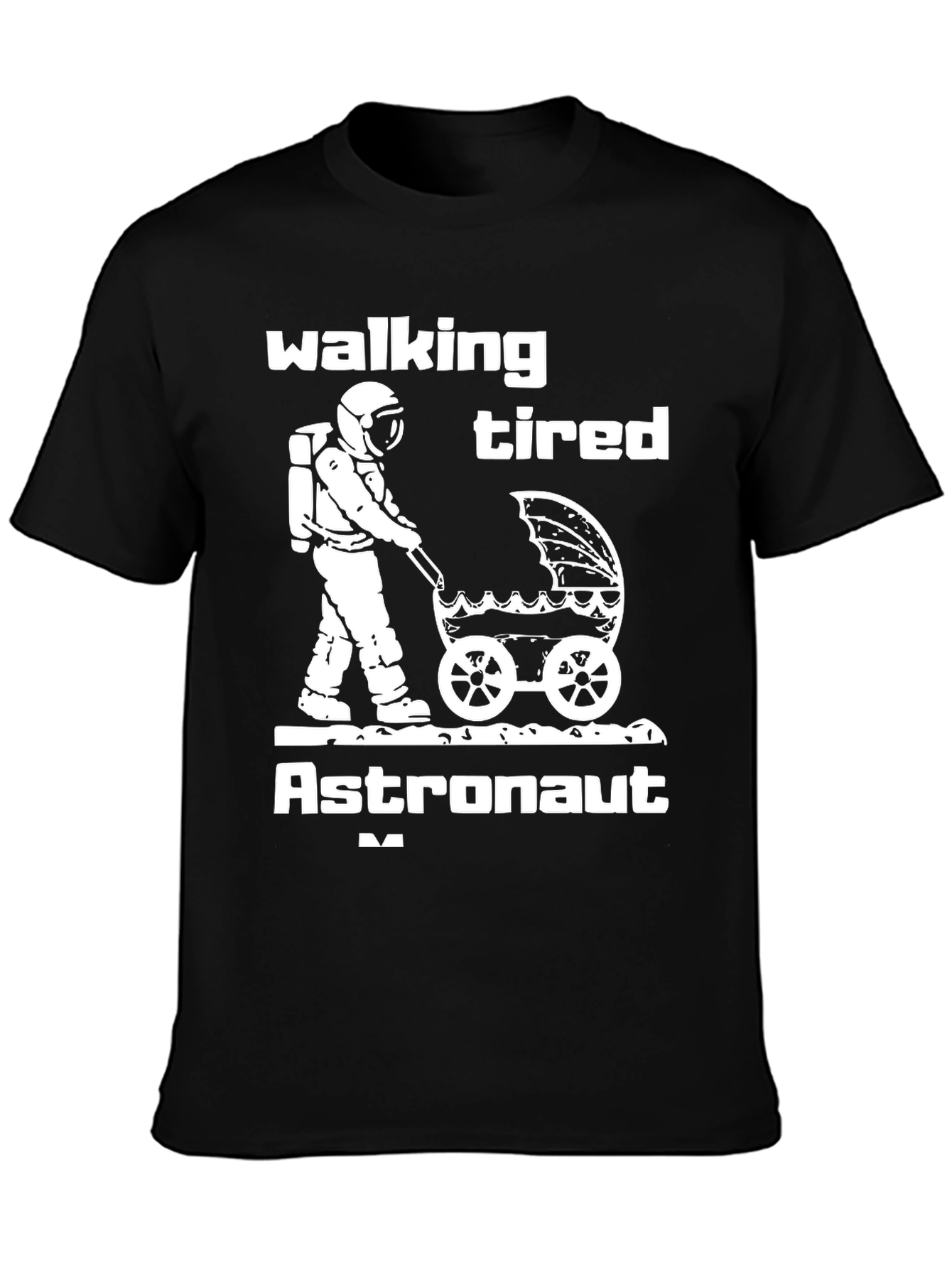 Walking Tired Astronaut Graphic T-Shirt - Novelty Space Tee