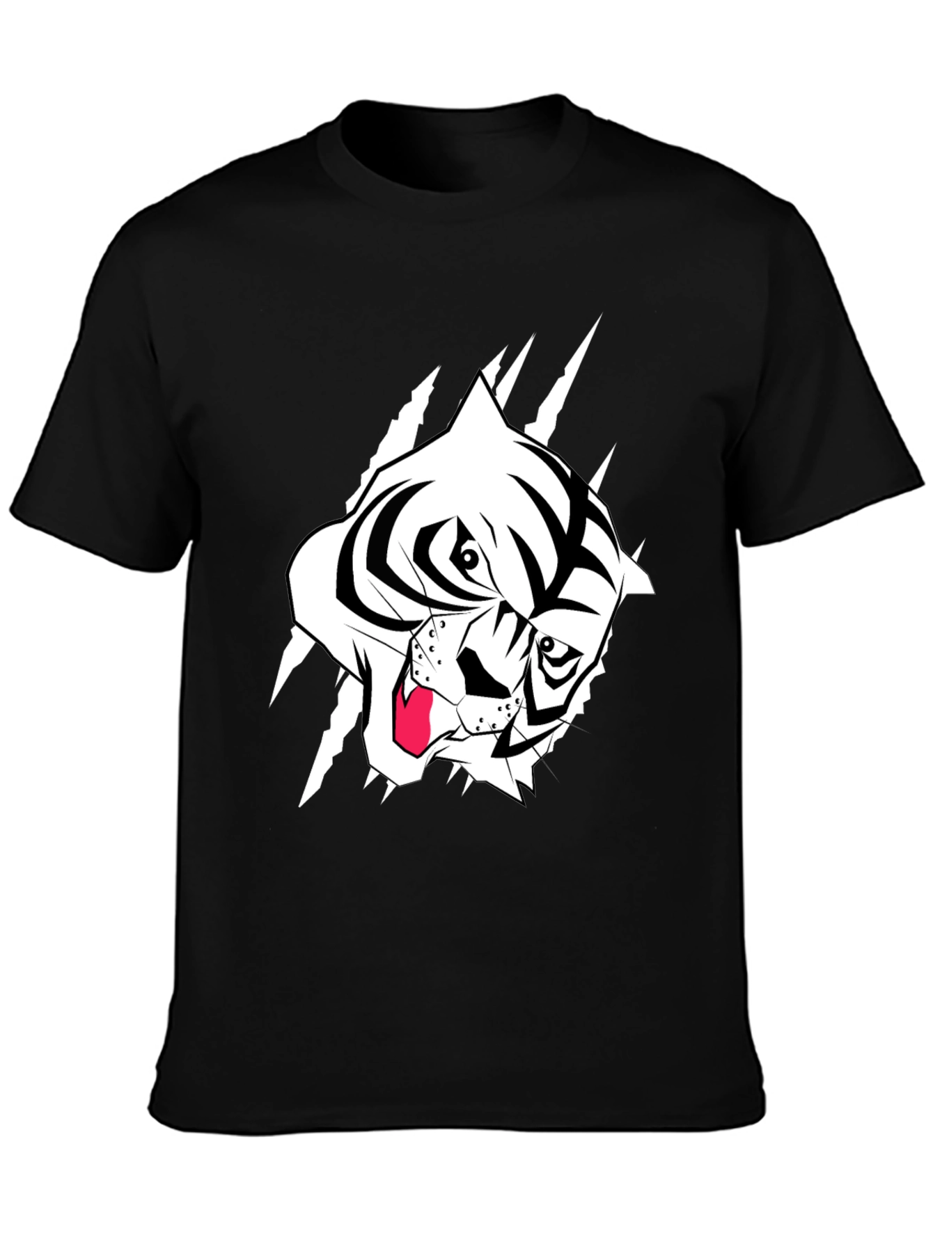 Black T-Shirt with Tiger Graphic