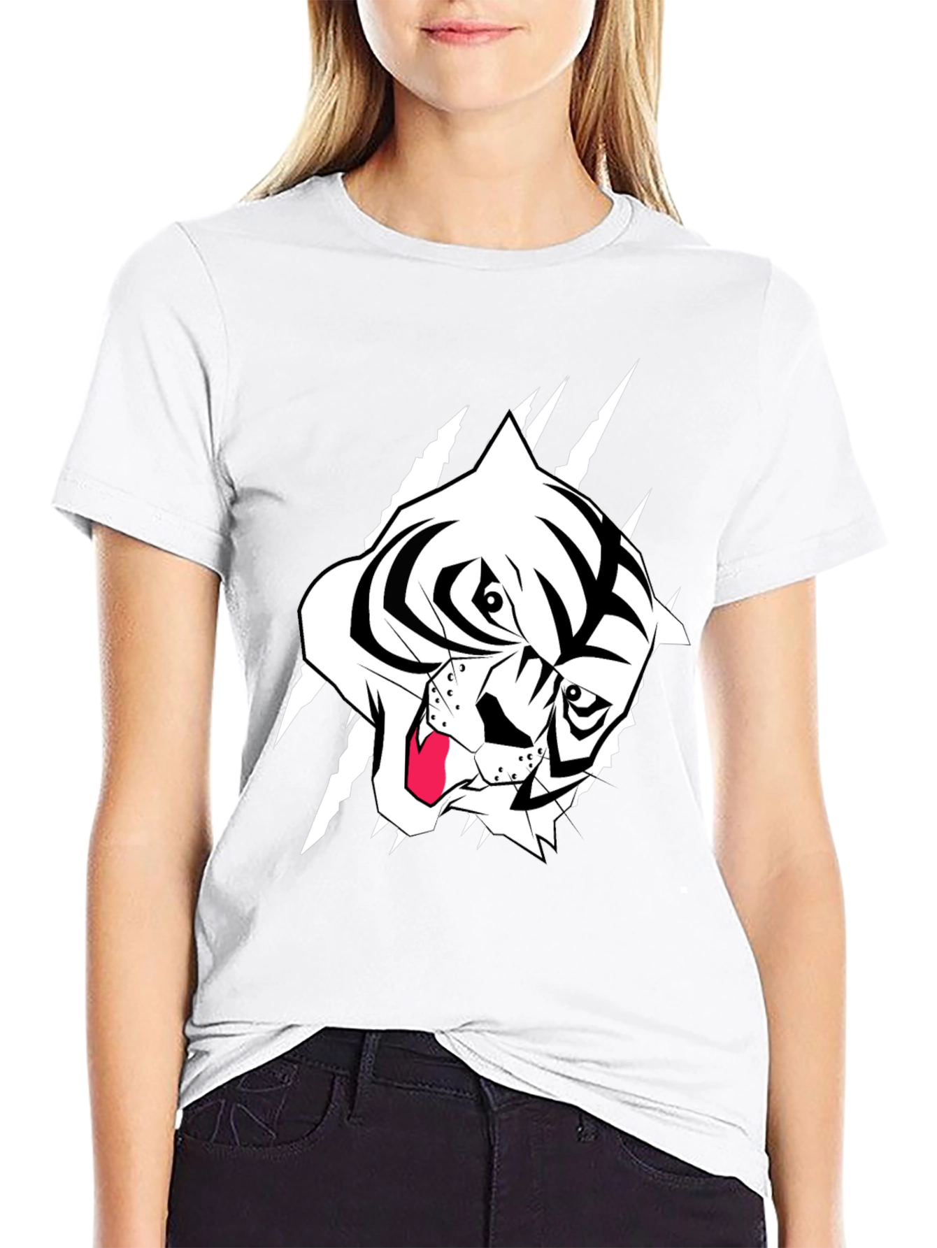 Black T-Shirt with Tiger Graphic