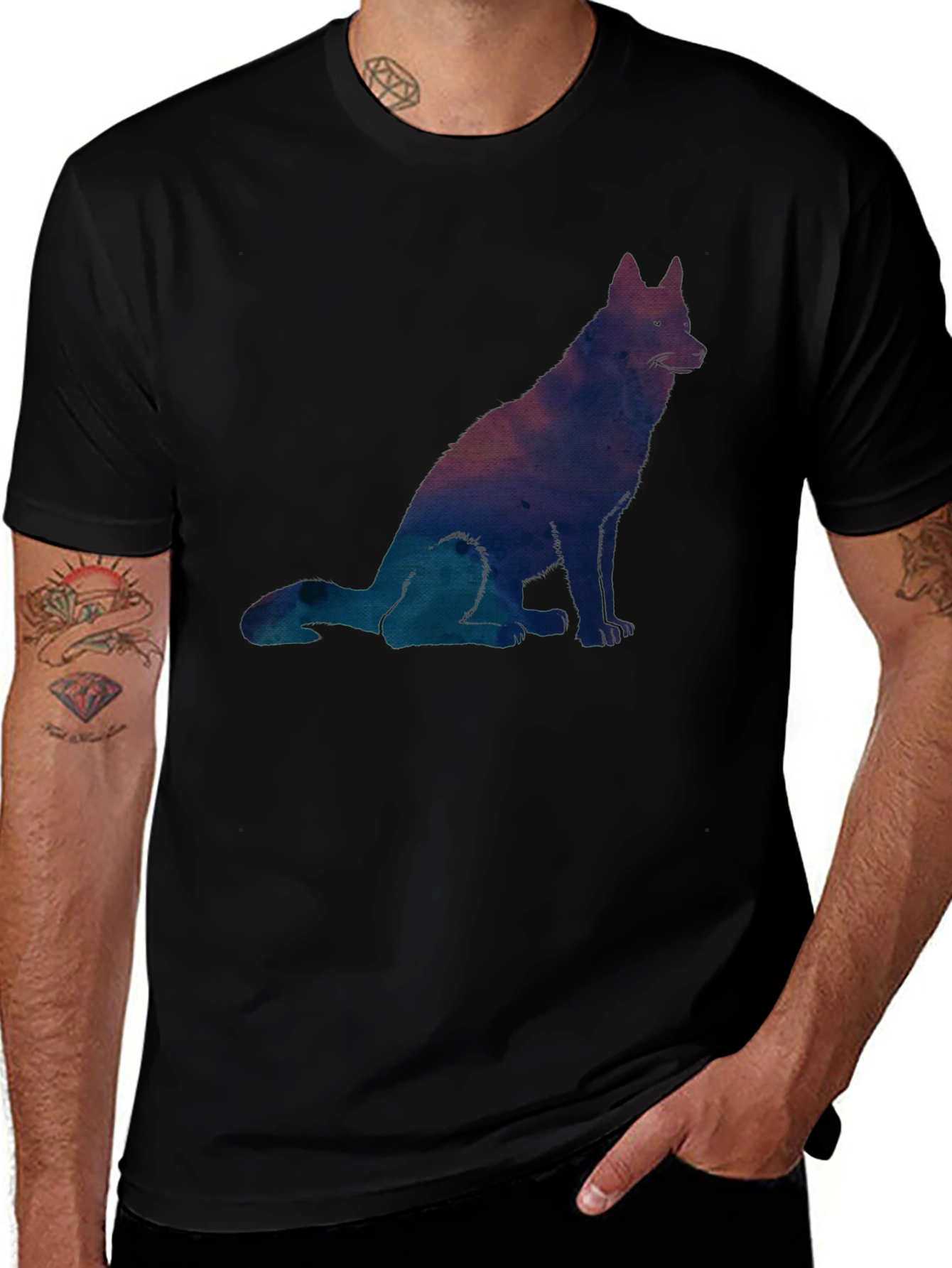Galaxy Dog Graphic Tee - Mens Black T-Shirt