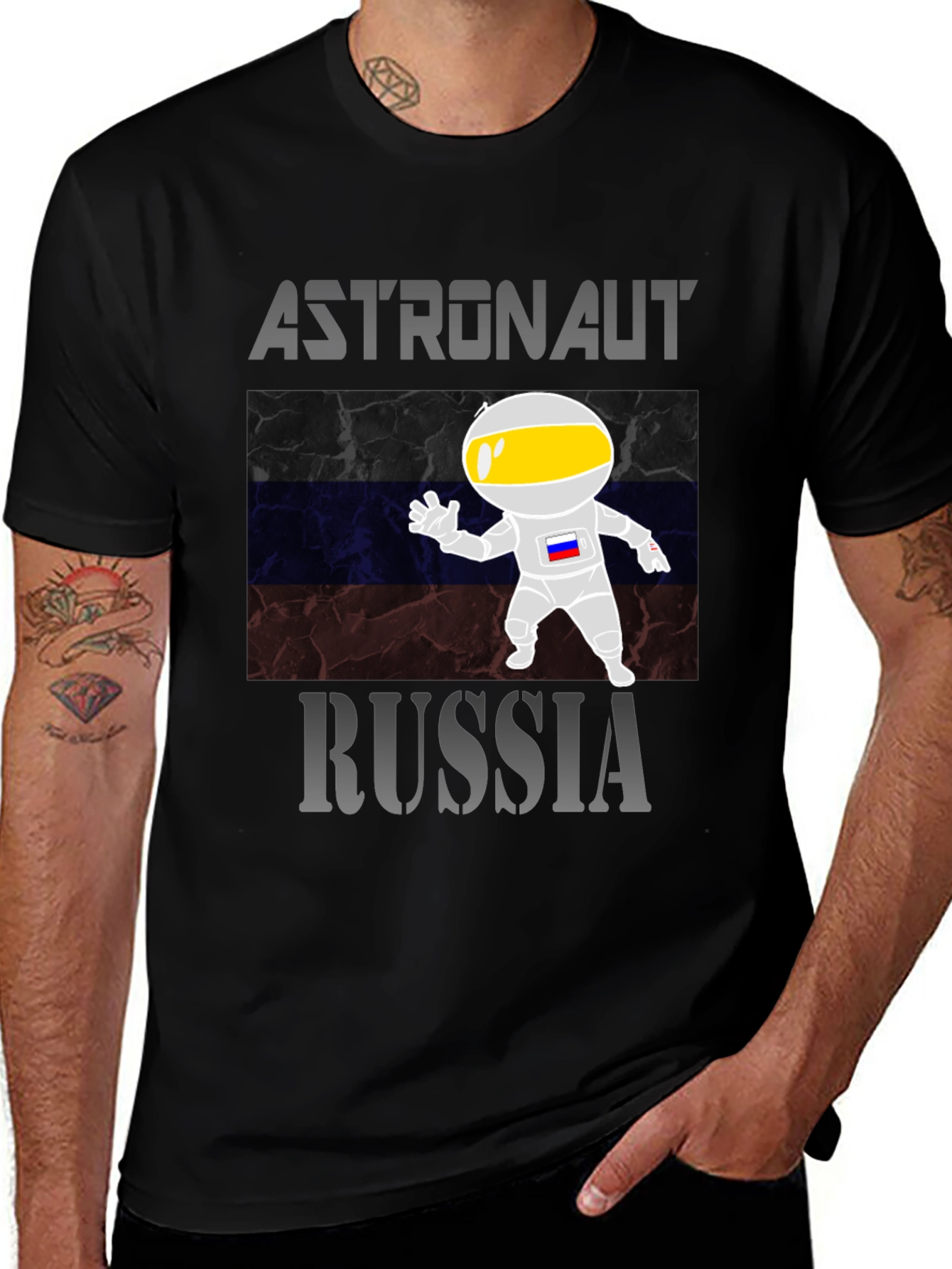 Russia Astronaut Graphic Tee - Space Fan T-Shirt