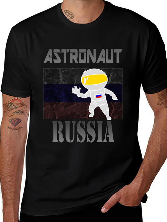 Russia Astronaut Graphic Tee - Space Fan T-Shirt