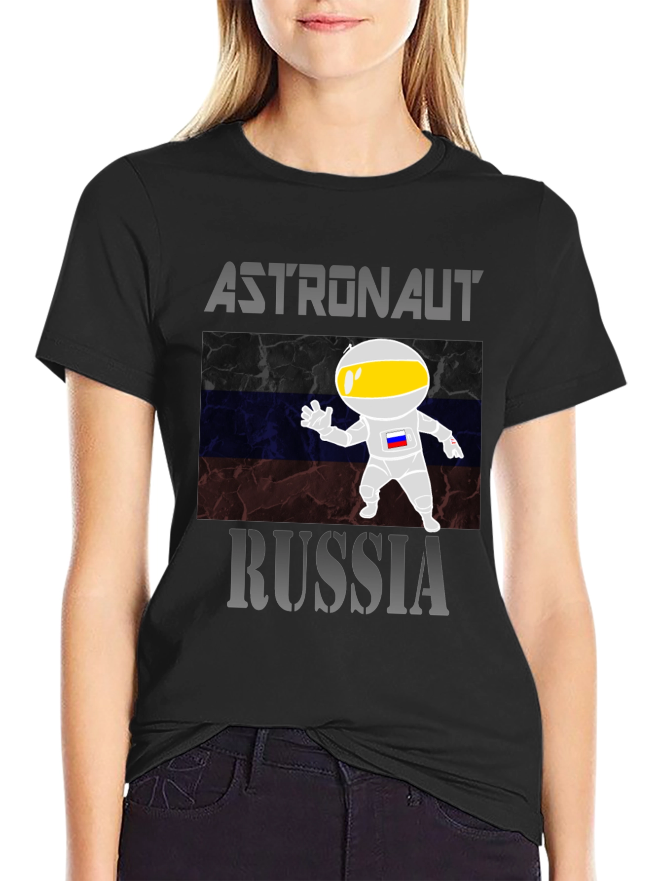 Russia Astronaut Graphic Tee - Space Fan T-Shirt