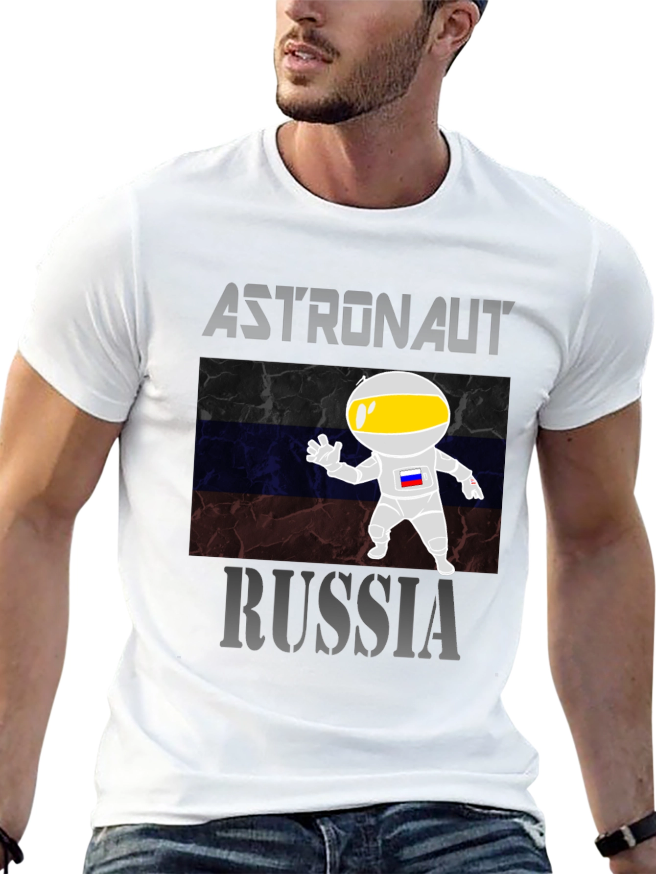 Russia Astronaut Graphic Tee - Space Fan T-Shirt