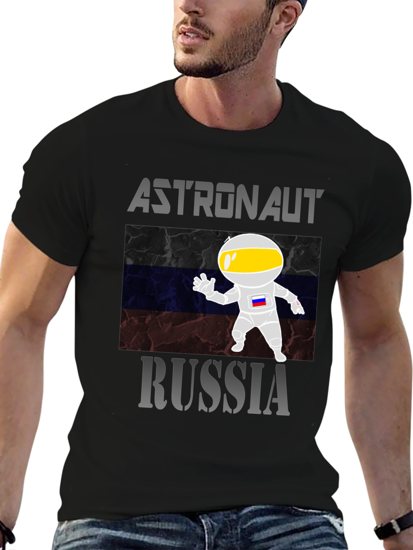 Russia Astronaut Graphic Tee - Space Fan T-Shirt