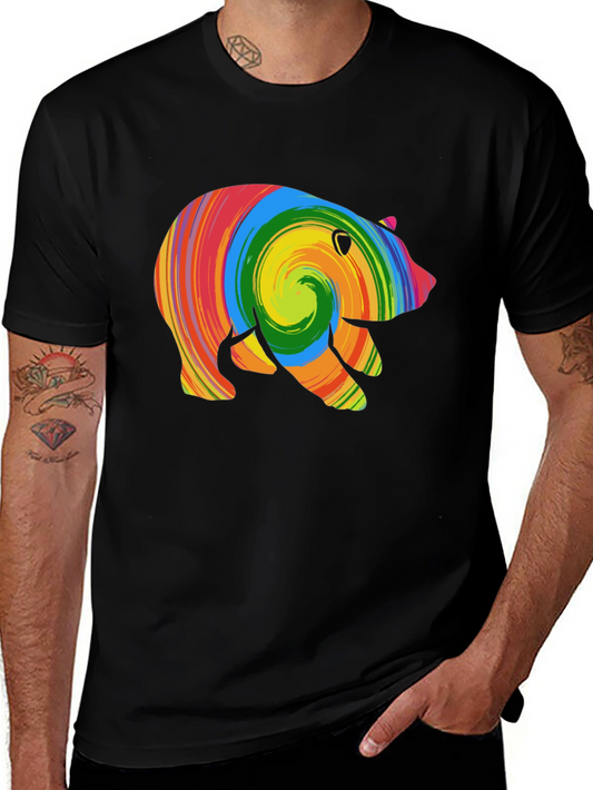 Colorful Swirl Bear Graphic T-Shirt