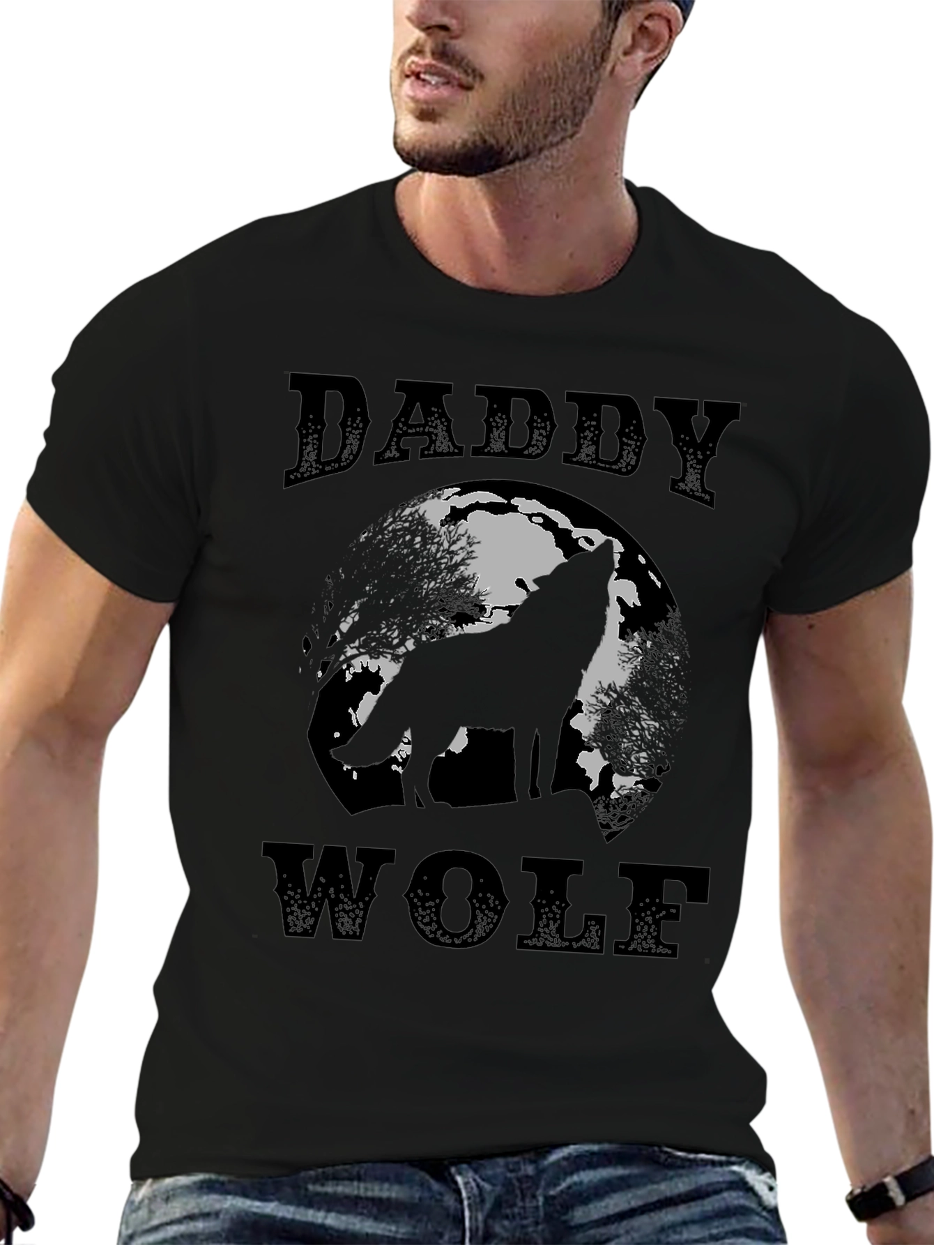 Daddy Wolf Graphic Tee - Mens Black T-Shirt