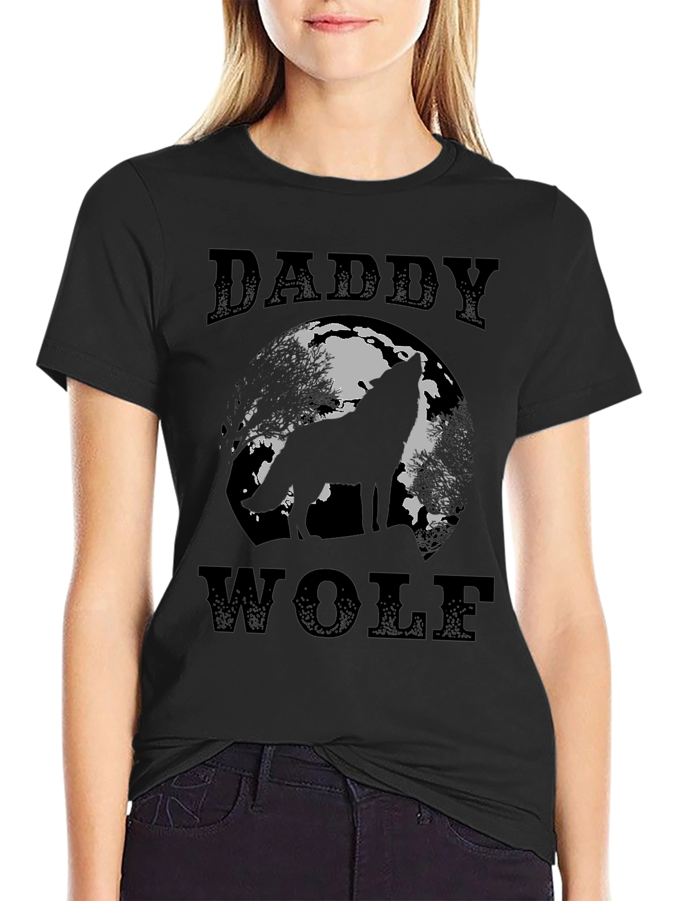 Daddy Wolf Graphic Tee - Mens Black T-Shirt