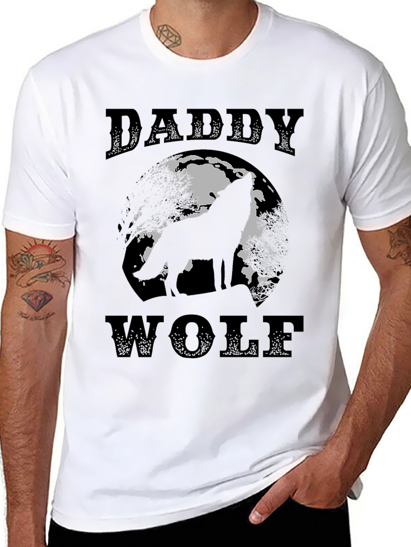 Daddy Wolf Graphic Tee - Mens Black T-Shirt
