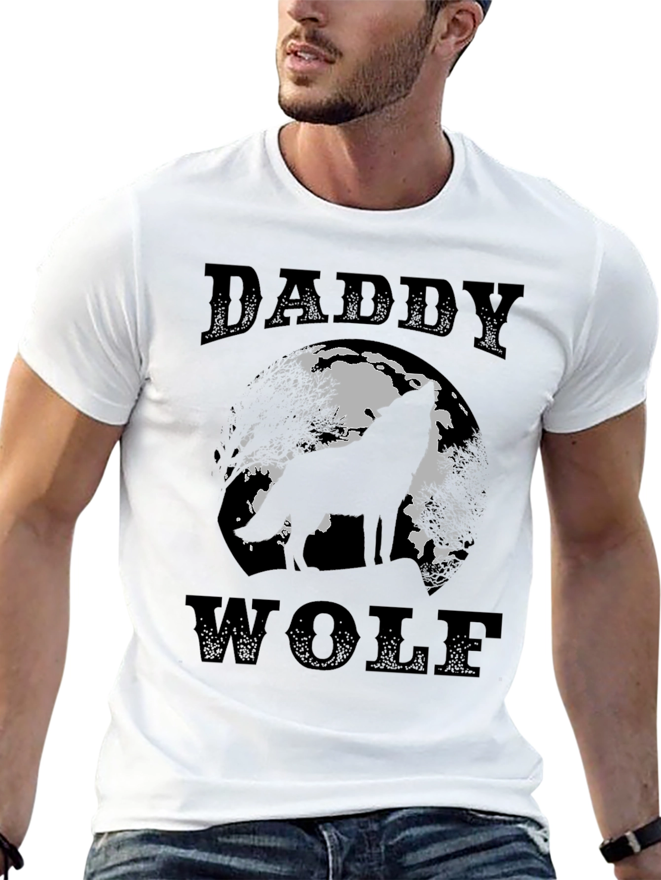 Daddy Wolf Graphic Tee - Mens Black T-Shirt