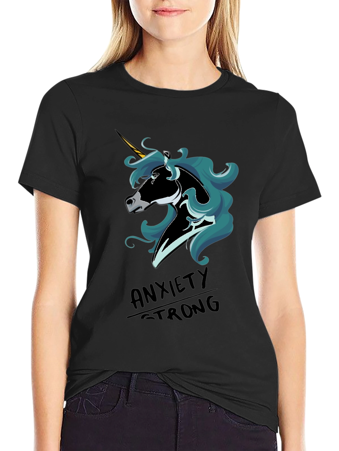 Anxiety Strong Unicorn Graphic T-Shirt