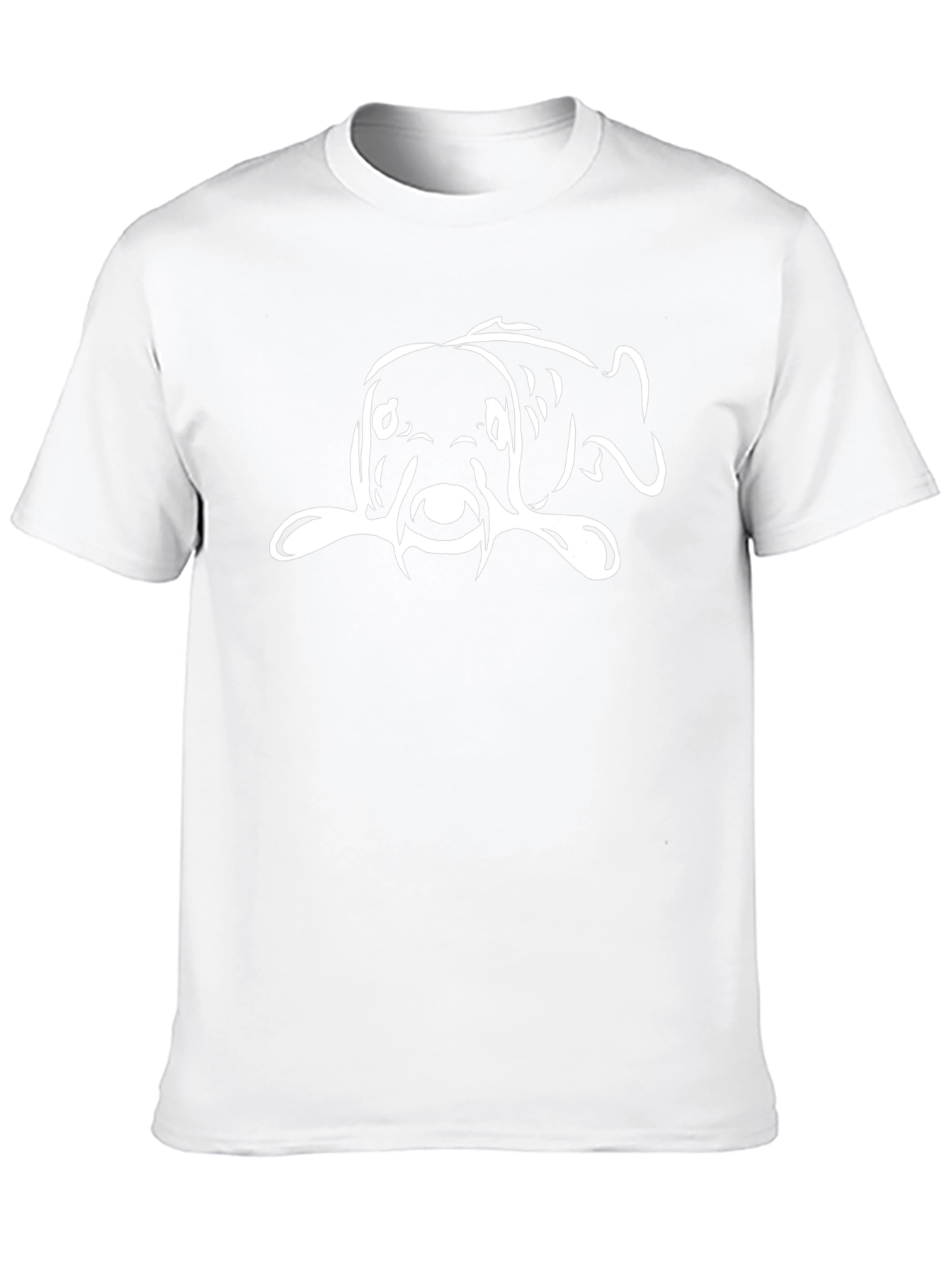 Black T-Shirt with White Carp Fish Graphic