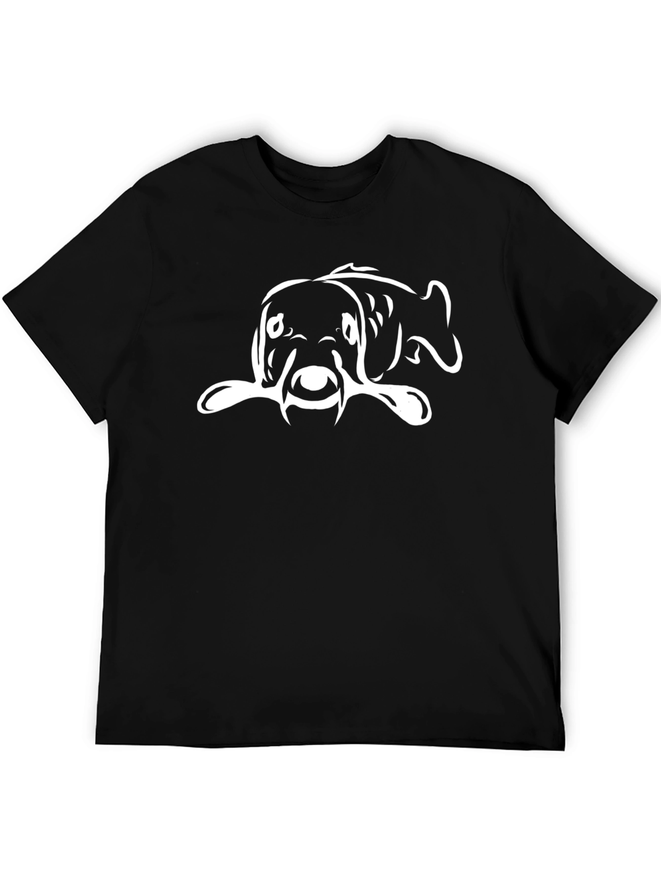 Black T-Shirt with White Carp Fish Graphic