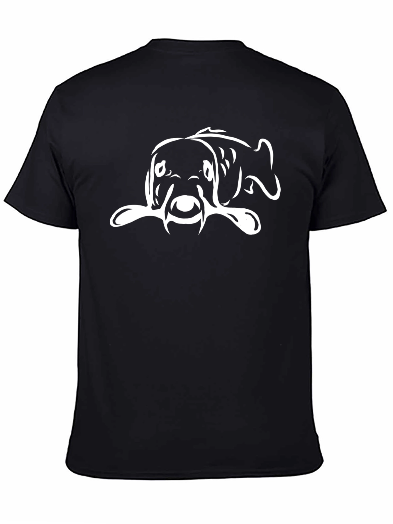 Black T-Shirt with White Carp Fish Graphic