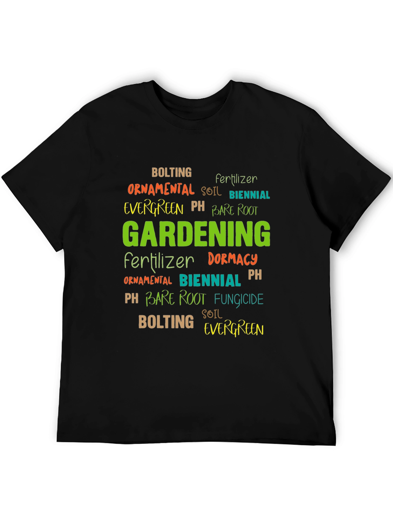 Gardening Word Art Black T-Shirt