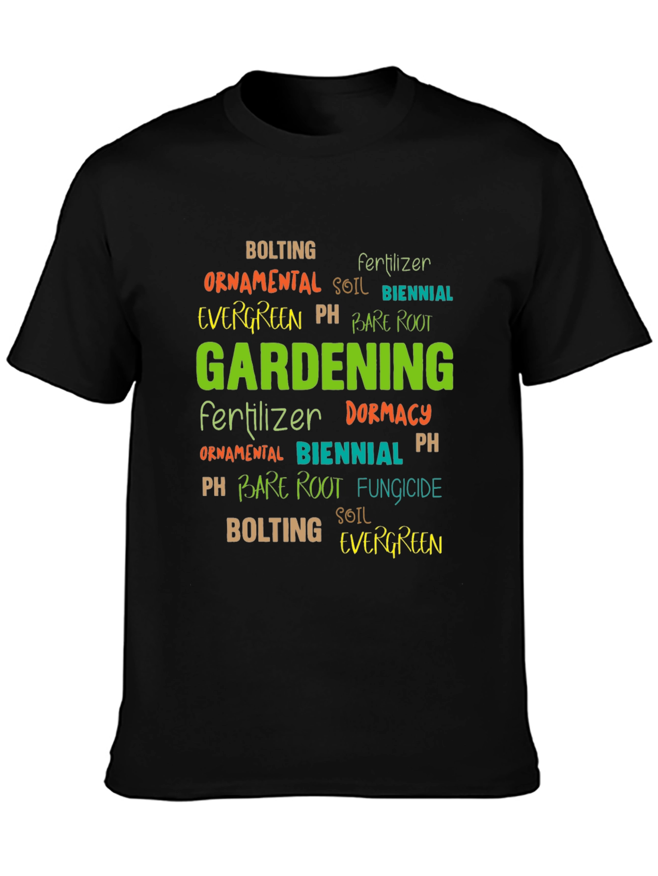 Gardening Word Art Black T-Shirt