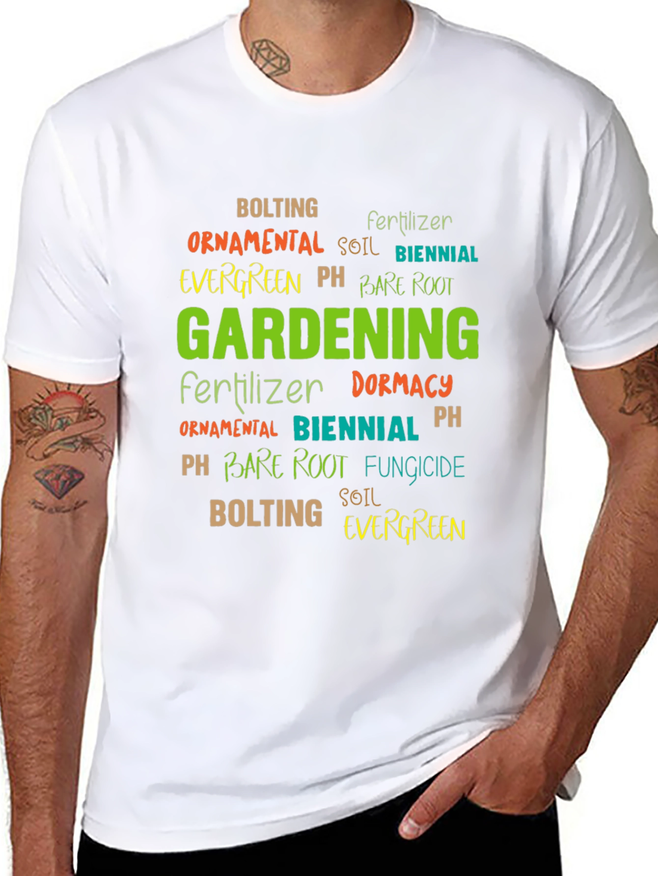 Gardening Word Art Black T-Shirt
