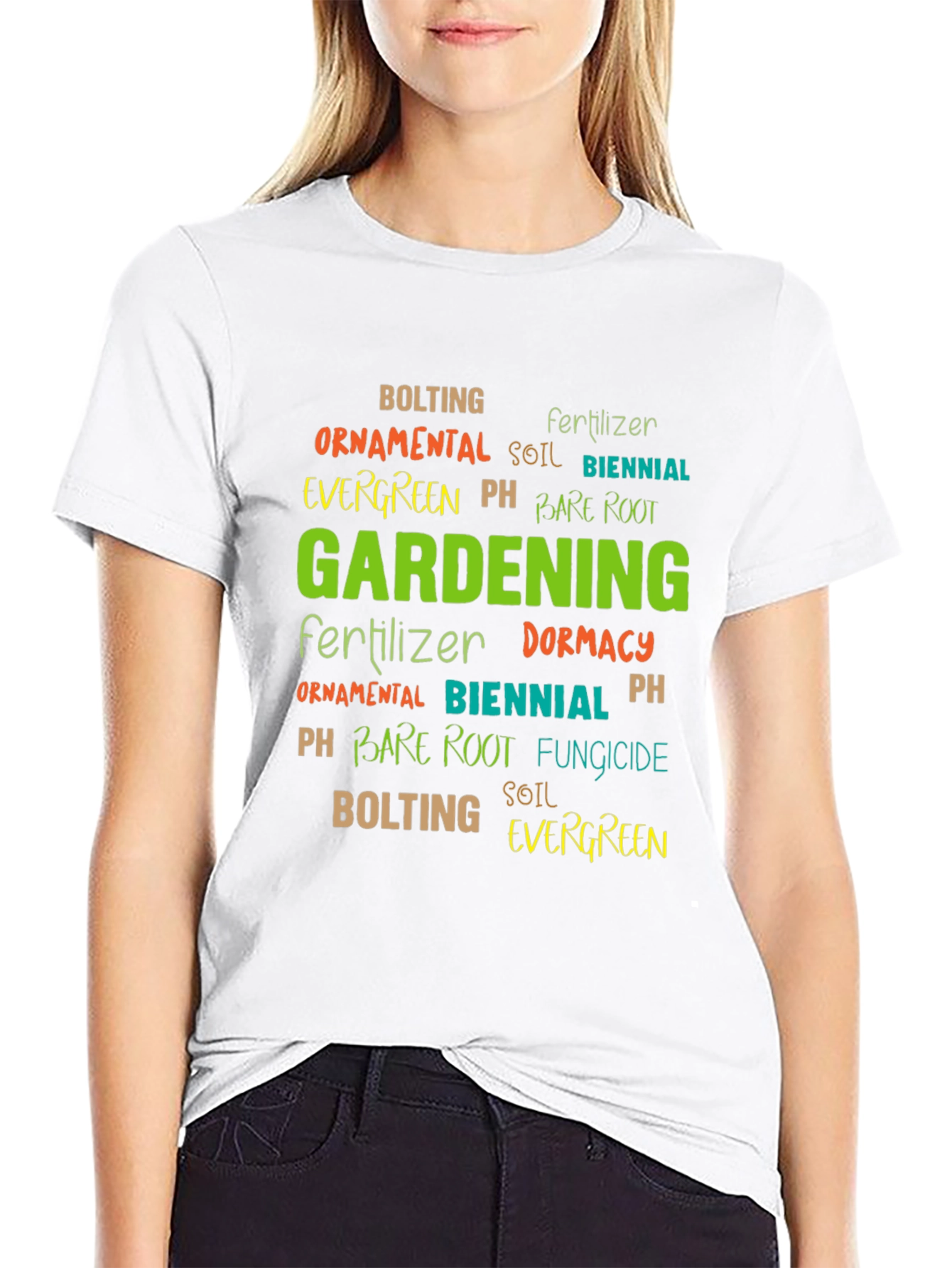 Gardening Word Art Black T-Shirt