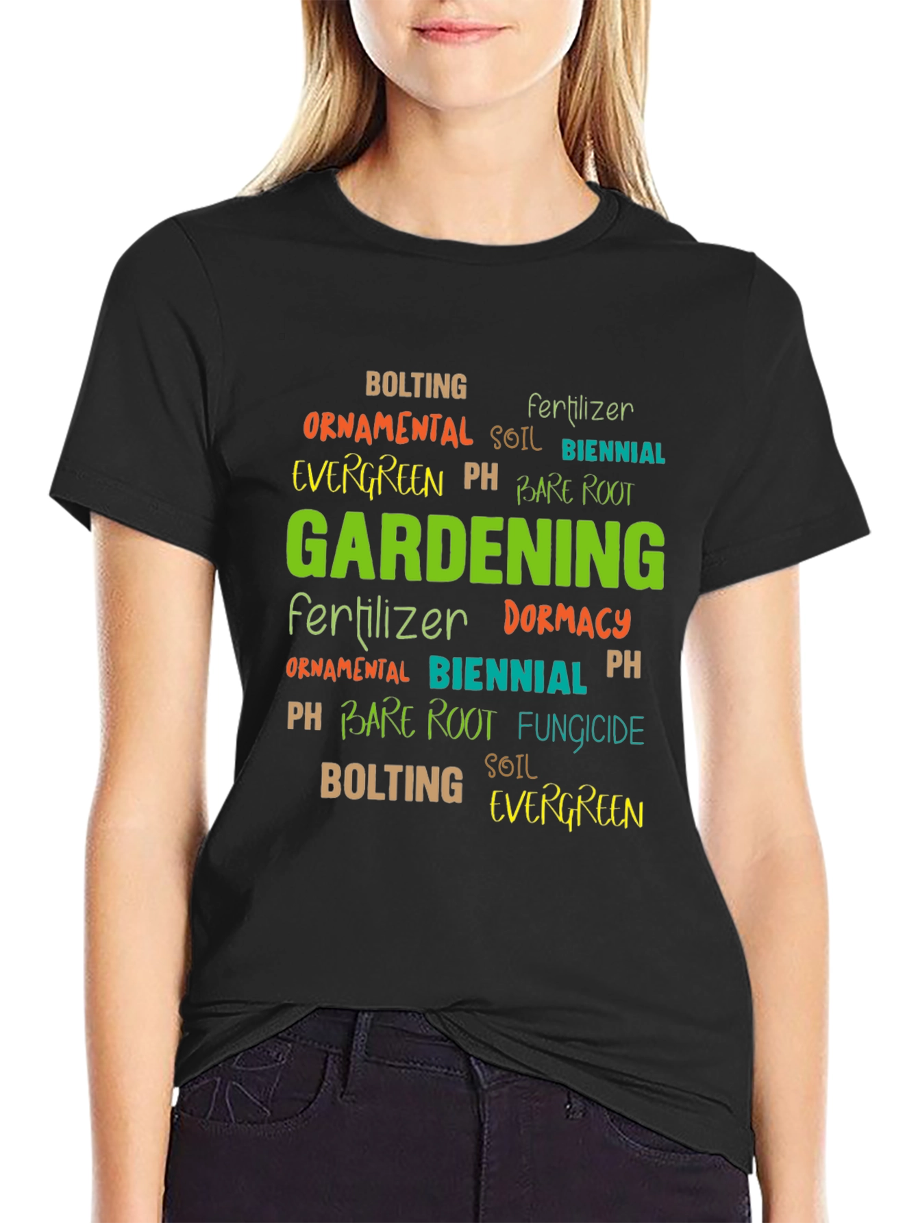 Gardening Word Art Black T-Shirt