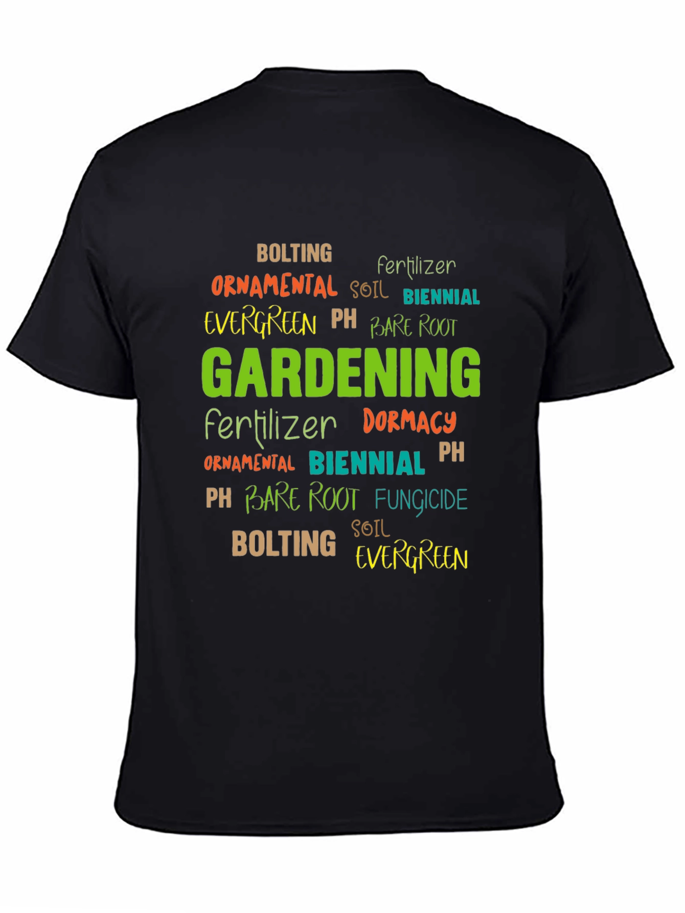 Gardening Word Art Black T-Shirt
