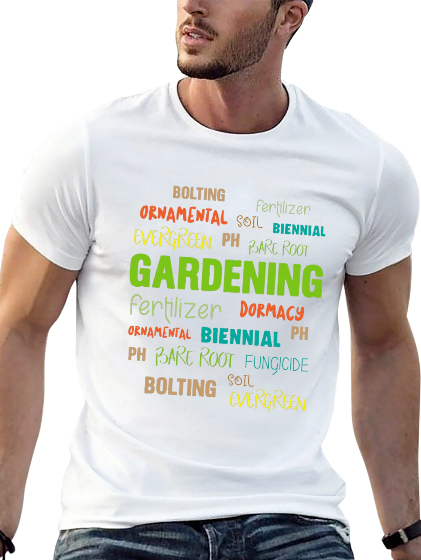 Gardening Word Art Black T-Shirt