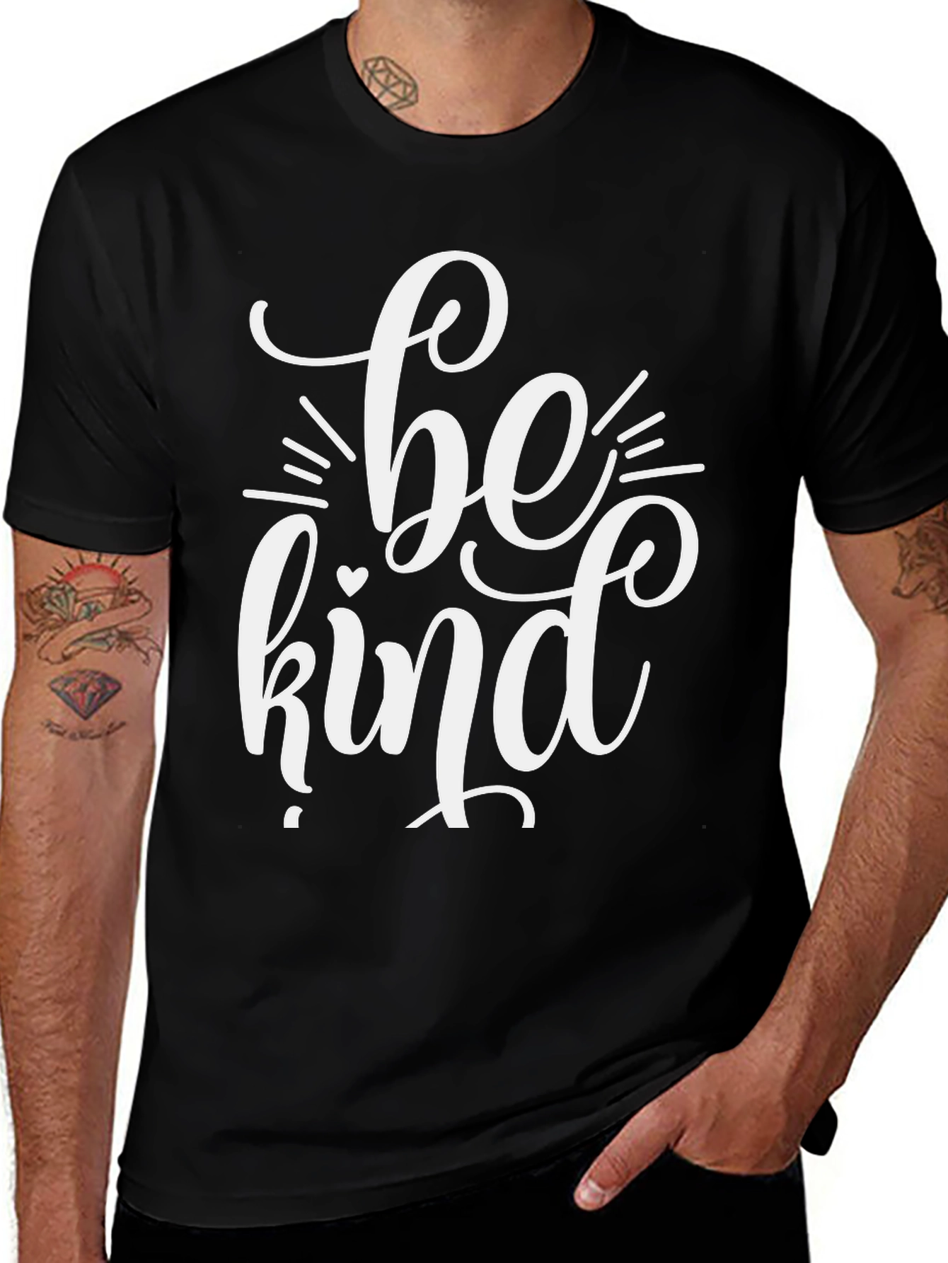 Be Kind Graphic Tee - Black Cotton Casual T-Shirt