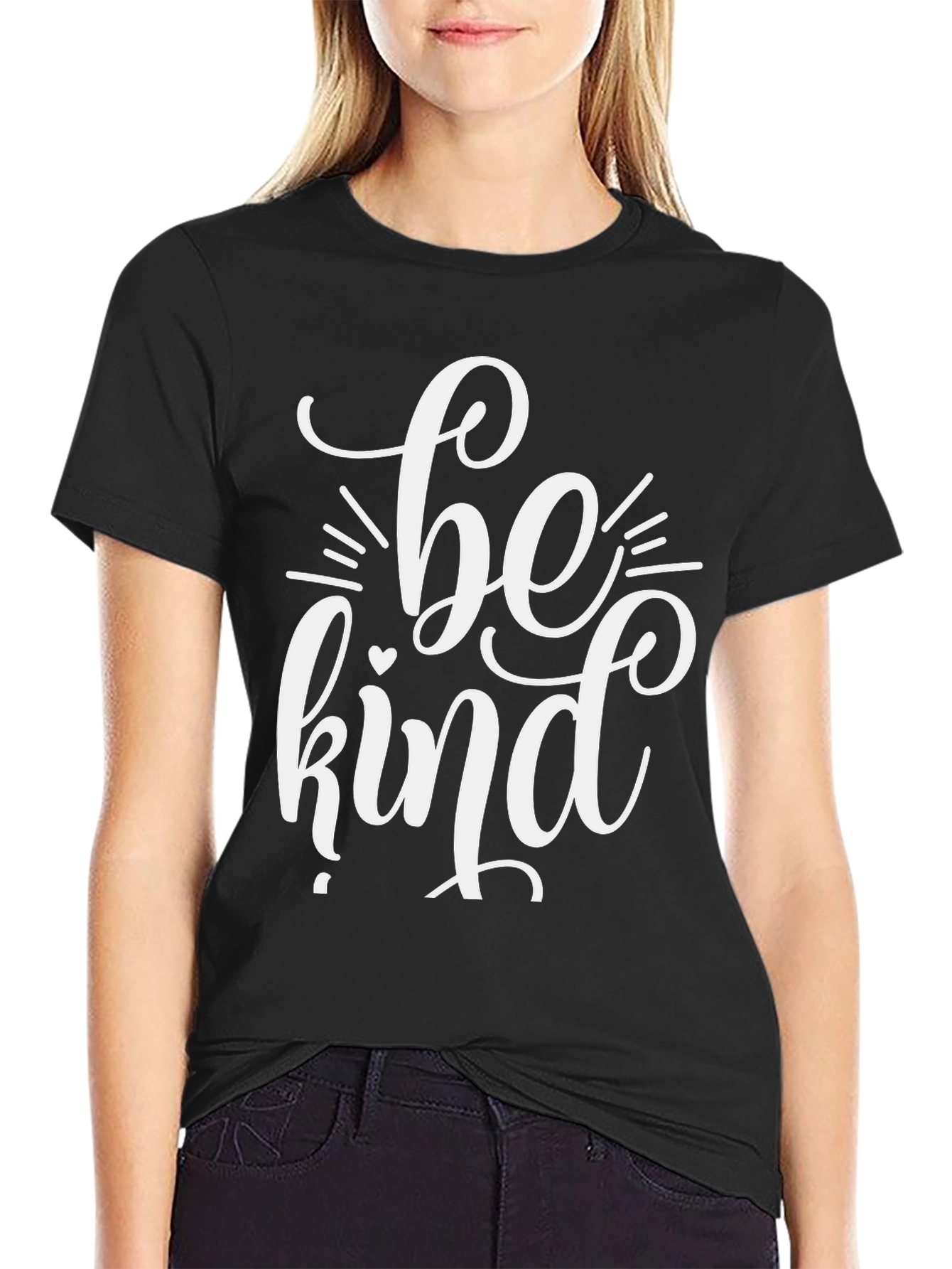 Be Kind Graphic Tee - Black Cotton Casual T-Shirt