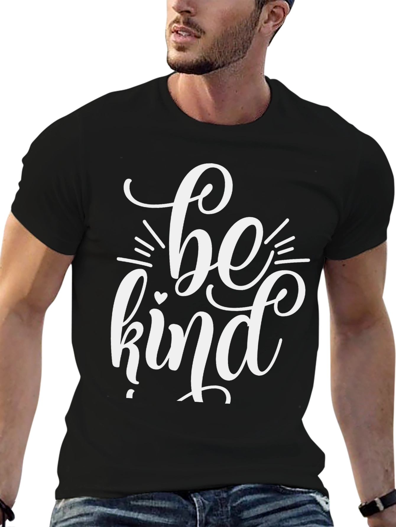 Be Kind Graphic Tee - Black Cotton Casual T-Shirt