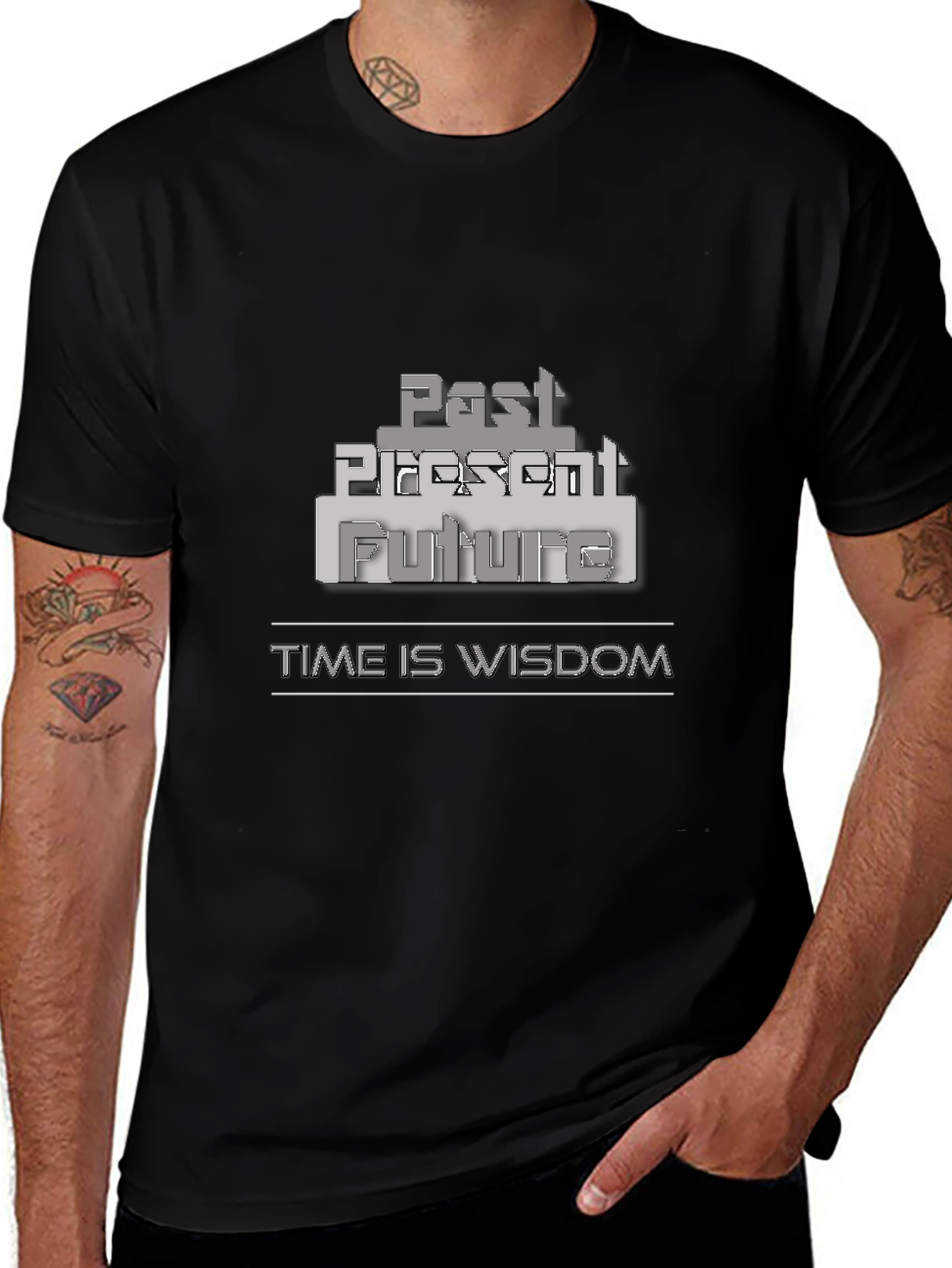Past Present Future Wisdom Graphic Tee - Black