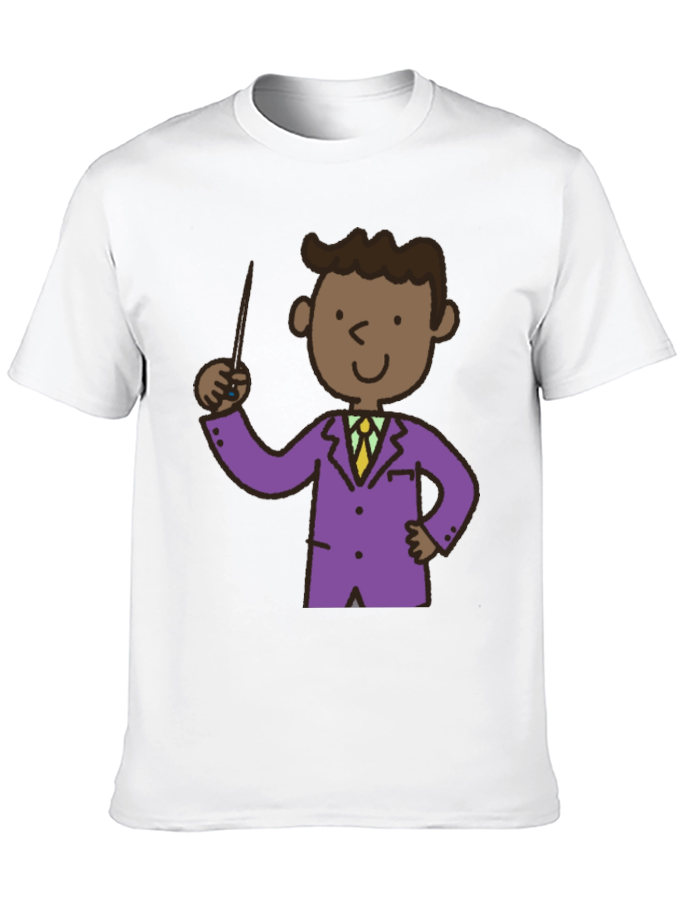 Cartoon Teacher Black T-Shirt