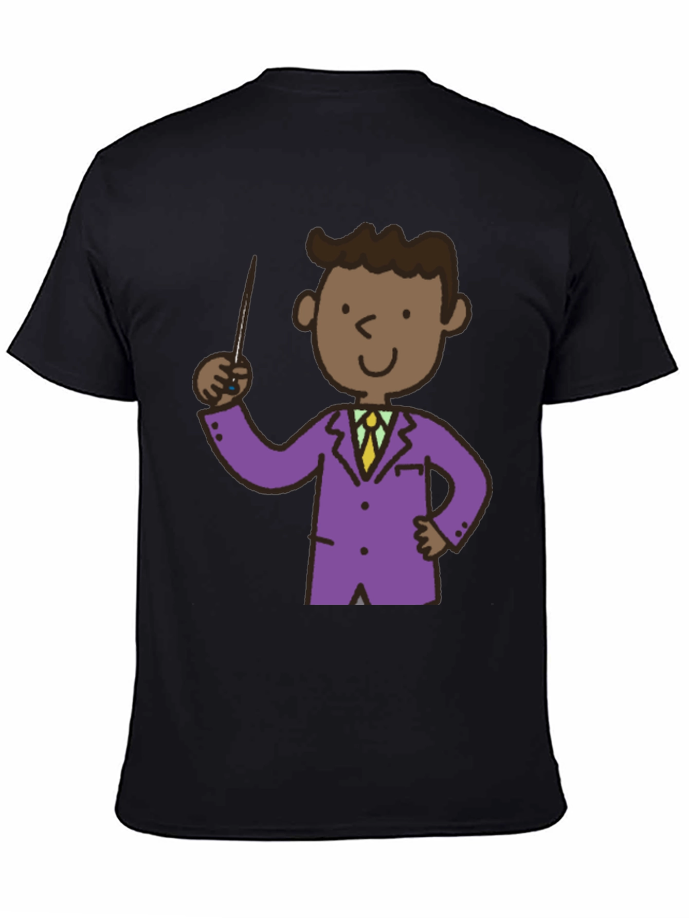 Cartoon Teacher Black T-Shirt
