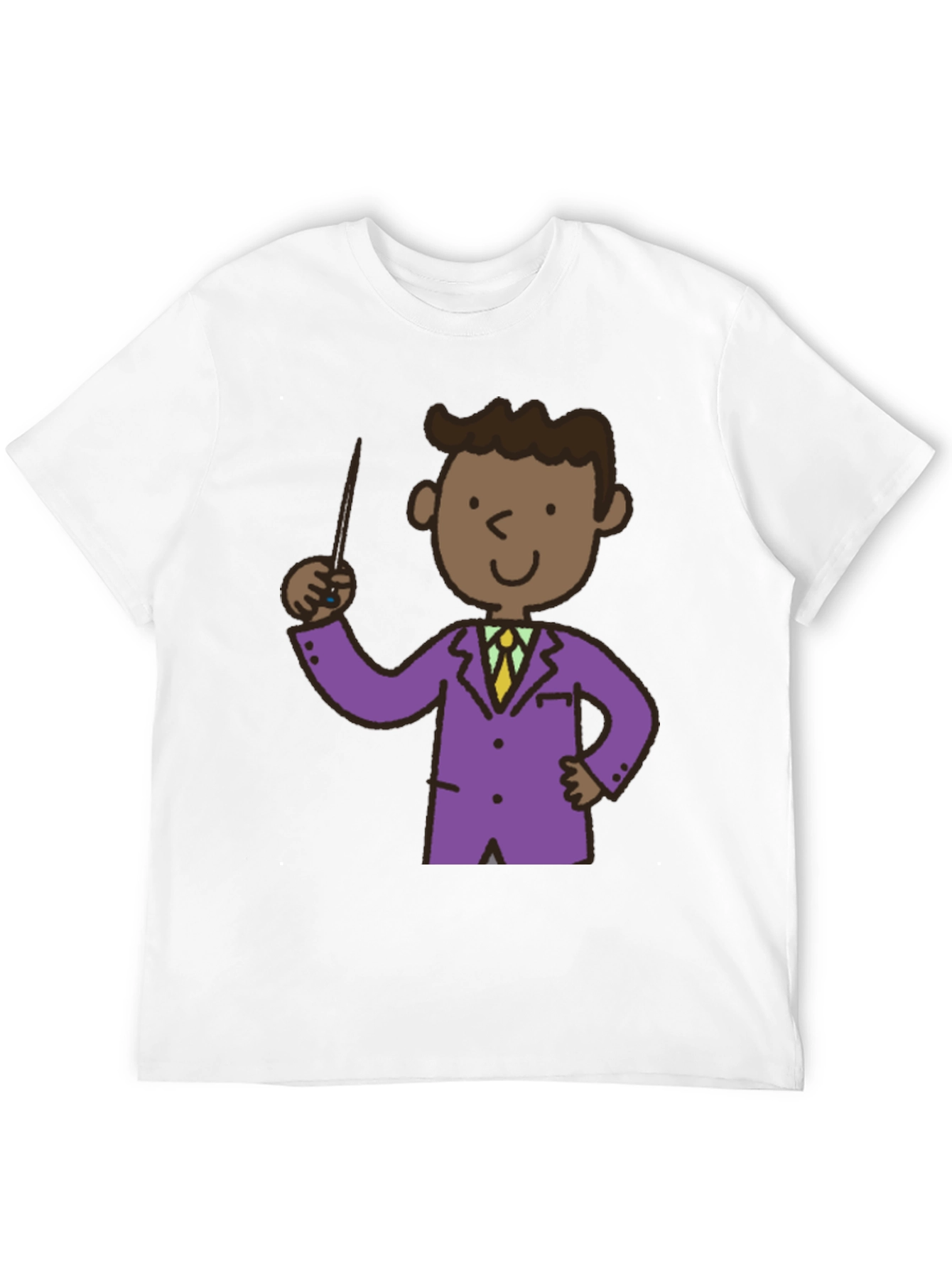 Cartoon Teacher Black T-Shirt