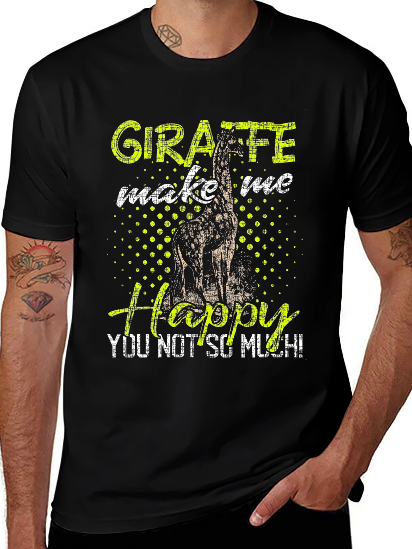 Giraffe Happy T-Shirt Funny Animal Tee Mens