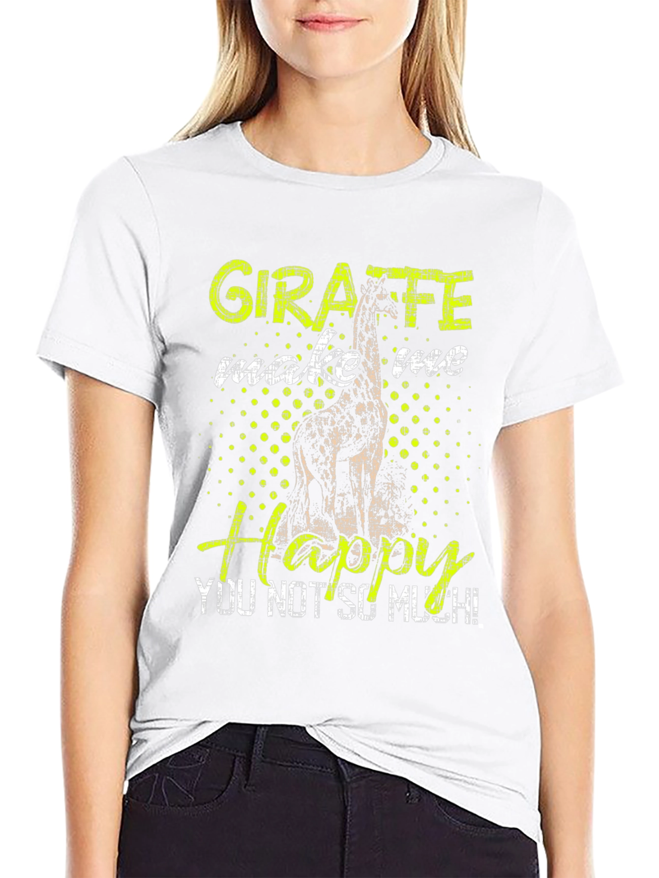Giraffe Happy T-Shirt Funny Animal Tee Mens