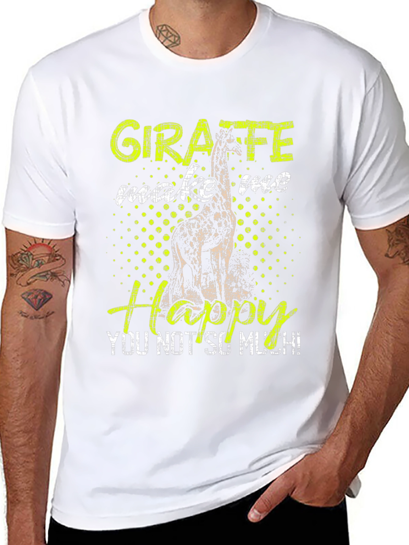 Giraffe Happy T-Shirt Funny Animal Tee Mens