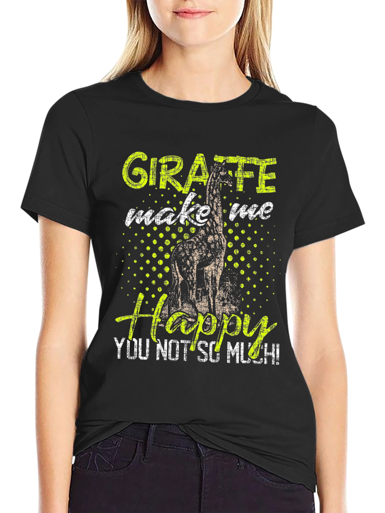 Giraffe Happy T-Shirt Funny Animal Tee Mens
