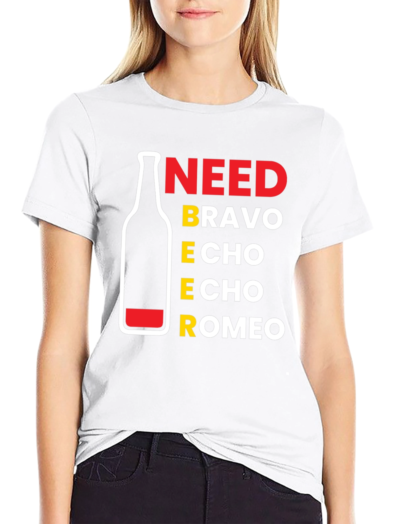 Need Beer Bravo Echo Romeo Mens Black T-Shirt