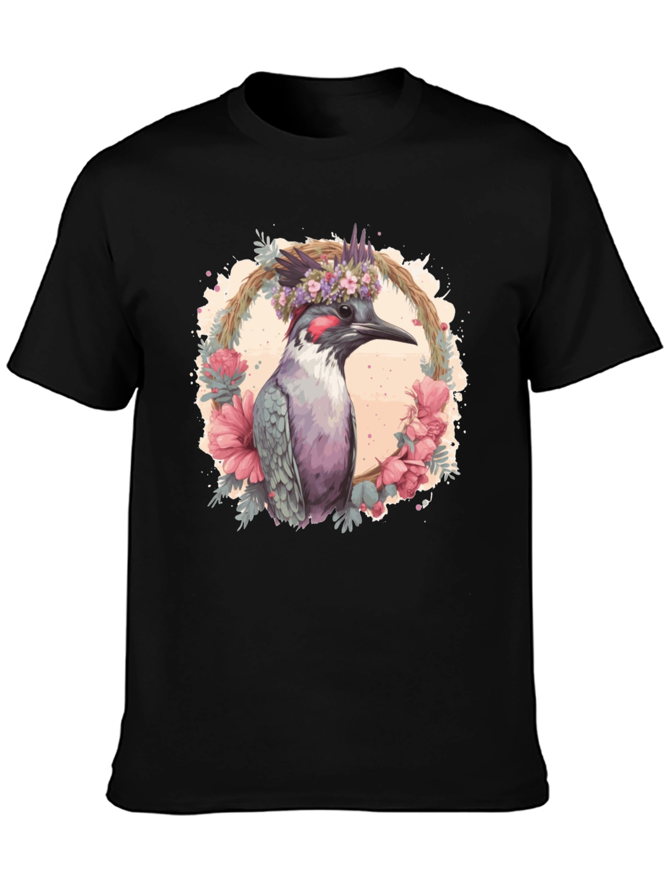 Bird Floral Wreath Graphic Tee