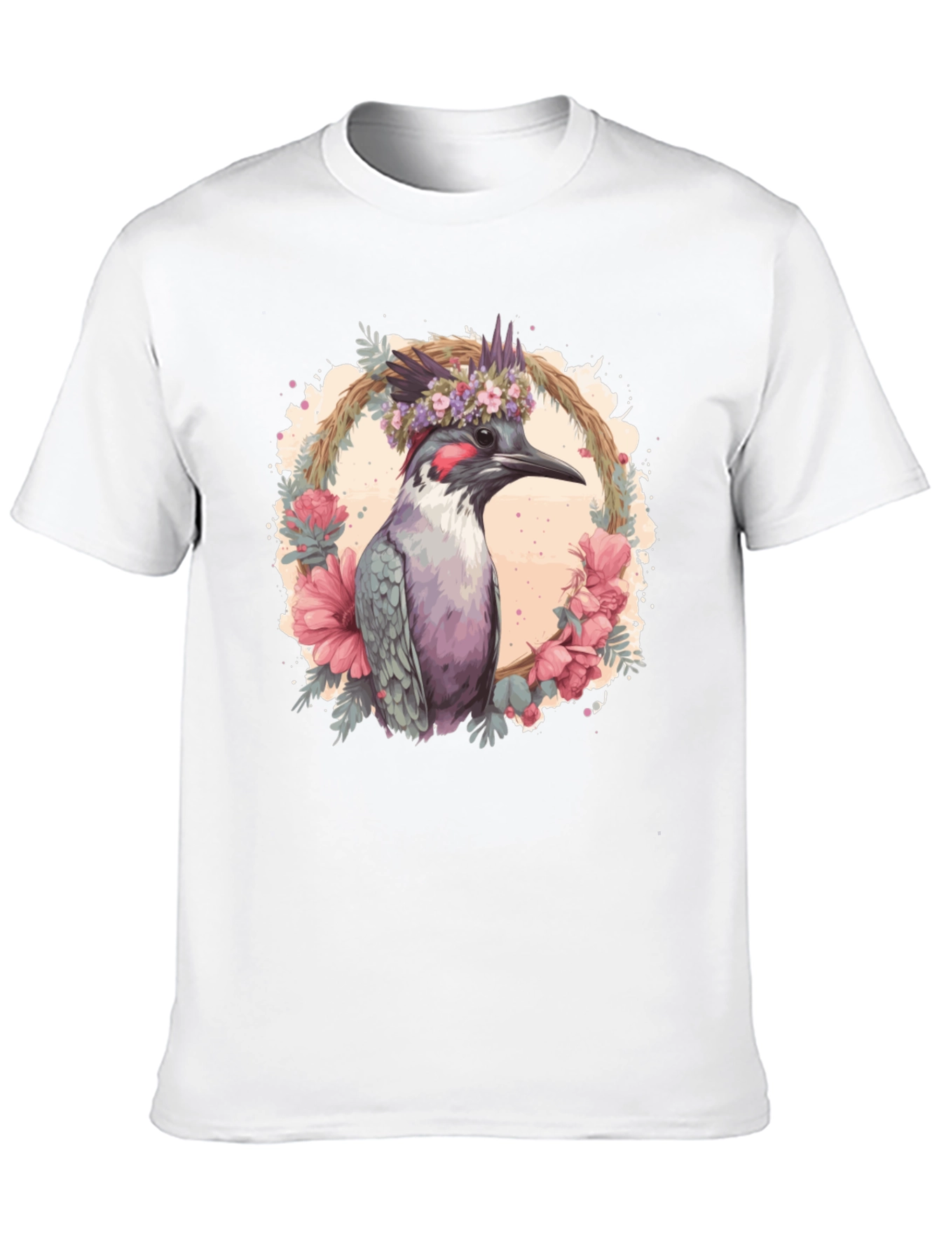 Bird Floral Wreath Graphic Tee
