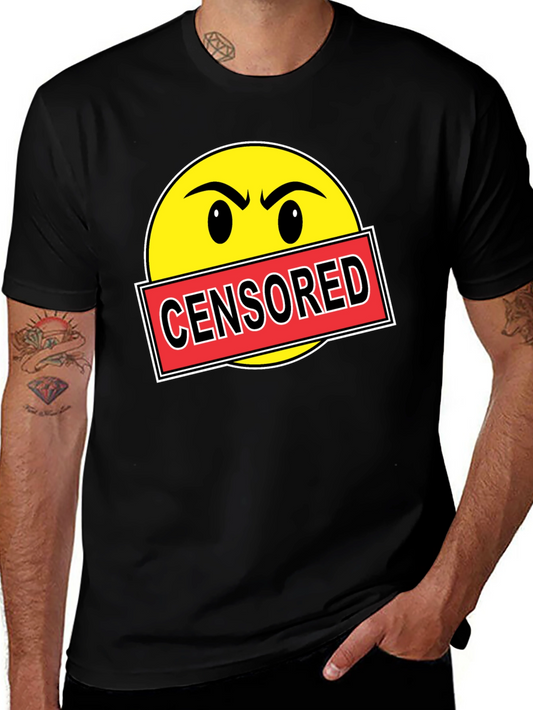 Censored Emoji Graphic T-Shirt - Black Crew Neck Tee