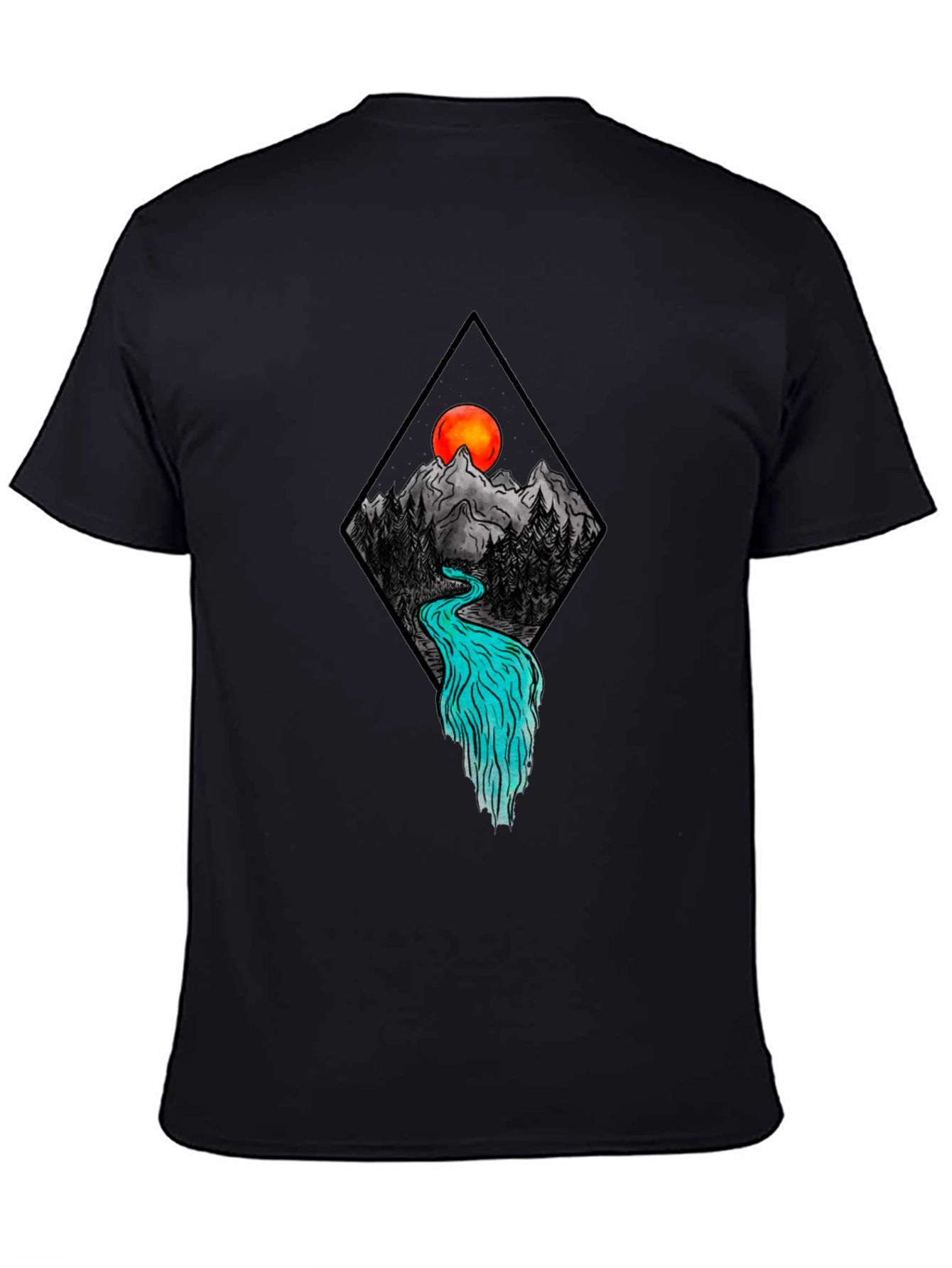 Mountain River Graphic Tee - Black