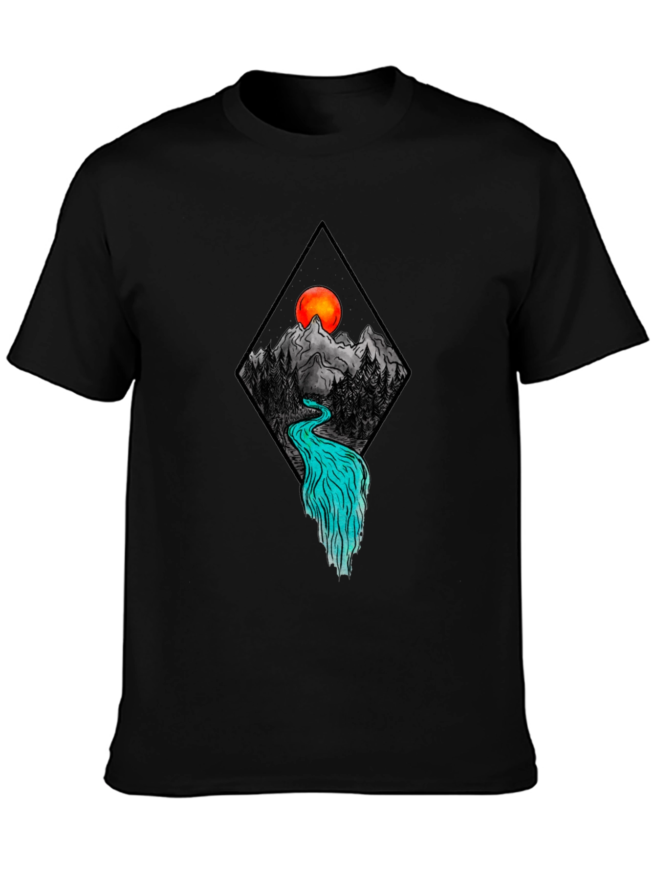 Mountain River Graphic Tee - Black
