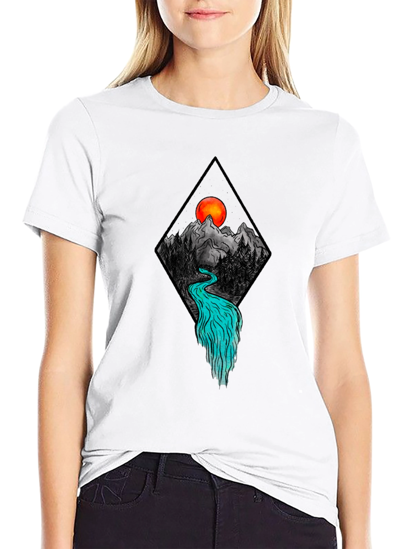 Mountain River Graphic Tee - Black