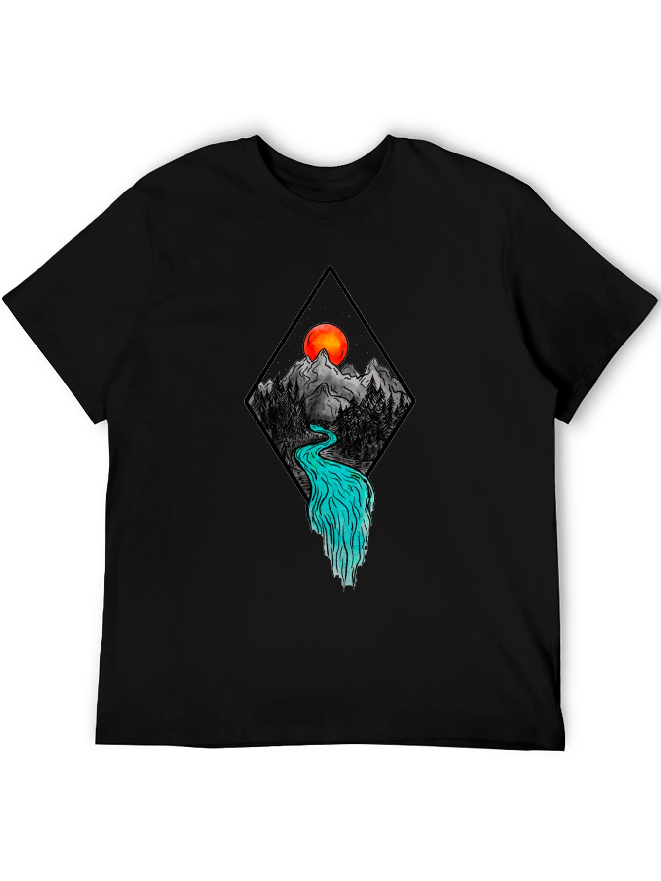 Mountain River Graphic Tee - Black