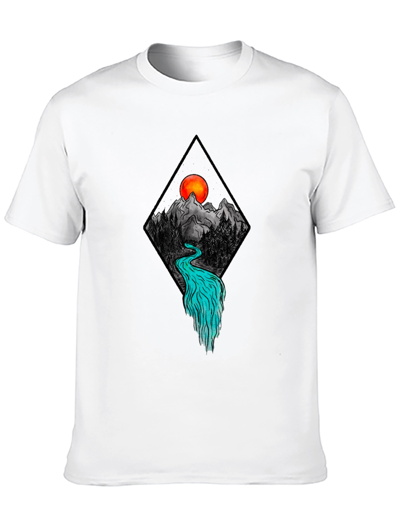 Mountain River Graphic Tee - Black
