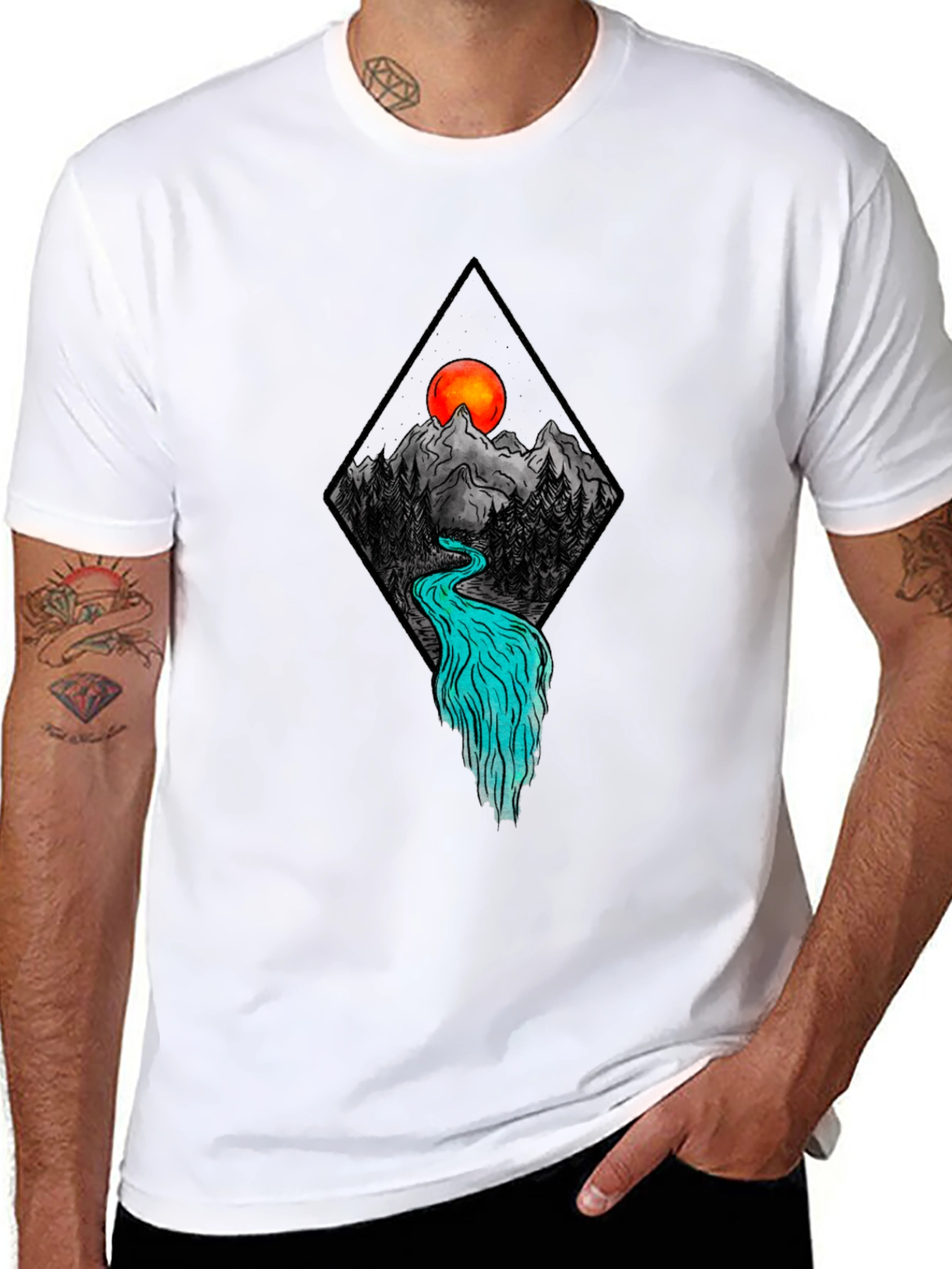 Mountain River Graphic Tee - Black